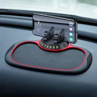 Multi-Functional Car Anti-Slip Dashboard Mat with Rotatable Phone Holder & Temporary Parking Number – Universal Non-Slip Silicone Car Dash Pad