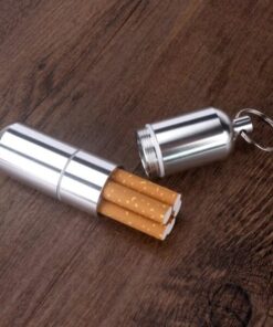 Mini Aluminium Cigarette Case, Key Ring with Cigarette Cases, Waterproof Round Cigarettes for Men, Portable Cigarette Box for Travel, Hiking, Camping