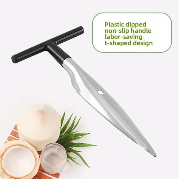 Stainless Steel Coconut Opener & Peeler Tool– Manual Coconut Knife & Driller for Easy Coconut Opening